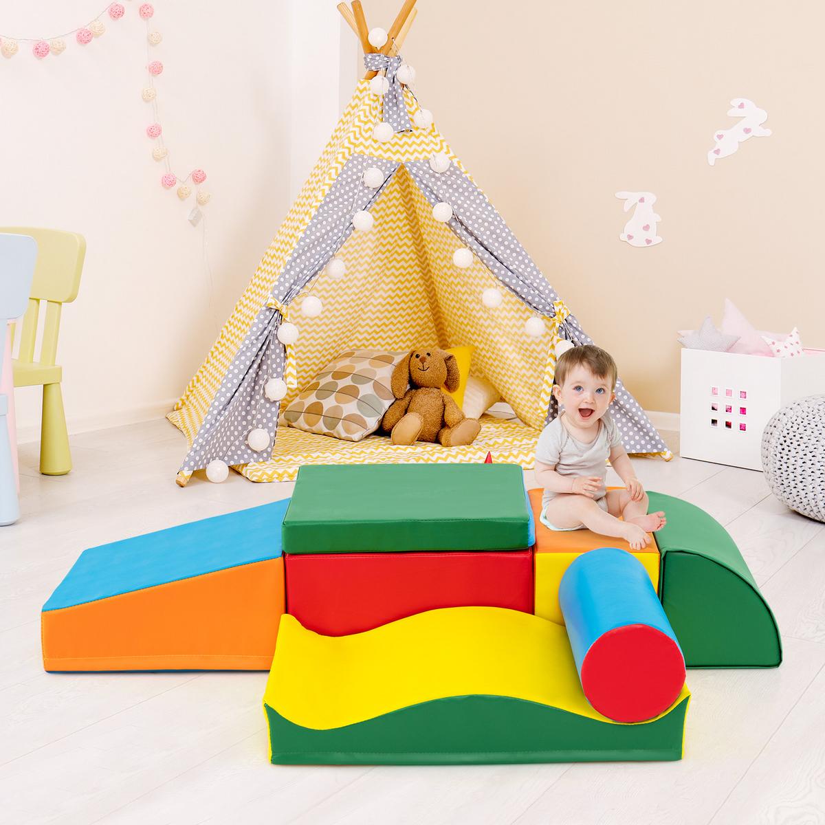 SCHAUMSTOFFBLOCK Farbig (7-teilig) - Multicolor, Leder (40/20/40cm) - COSTWAY