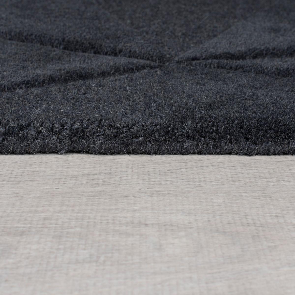 WOLLTEPPICH DEBEN, geometrisch, Anthrazit, 200 x 290 cm - Anthrazit, Textil (290/200cm) - KADIMA DESIGN