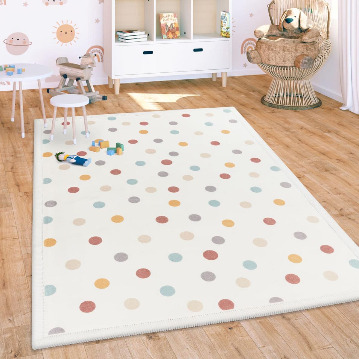 KINDERTEPPICH Waschbar, mit Punkte-Motiv, aus Polyester, Mehrfarbig, 120 x 160 cm - Multicolor, Textil (160/120cm) - KADIMA DESIGN