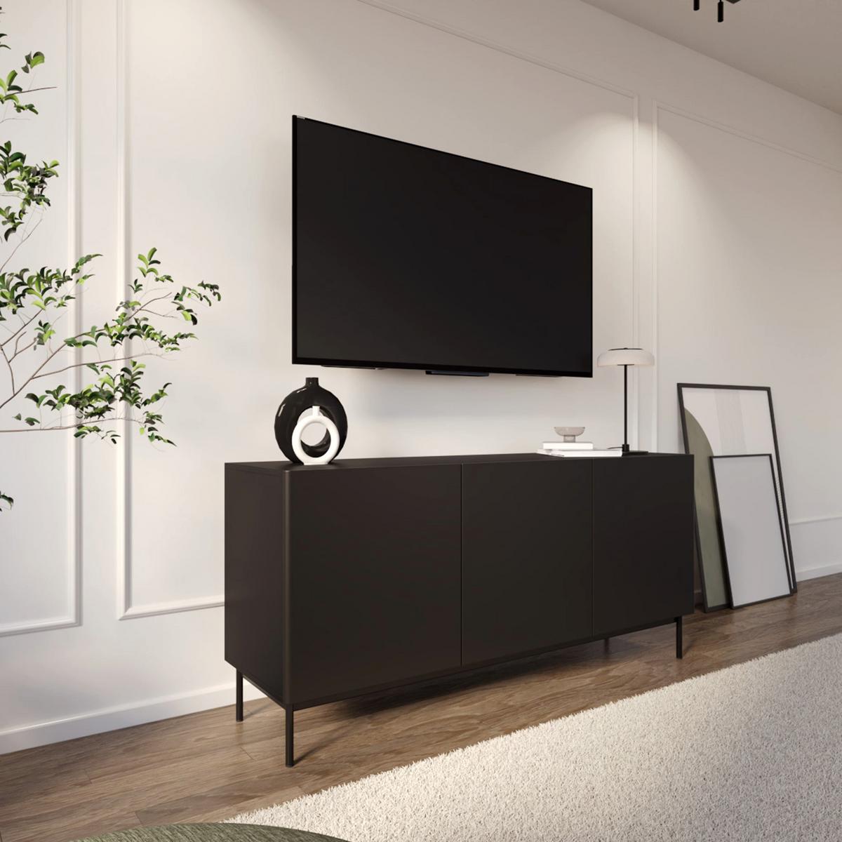 TV-BOARD Olio hoch SCHWARZ 160 CM - Schwarz, Holzwerkstoff/Metall (160/72/38.6cm) - Selsey