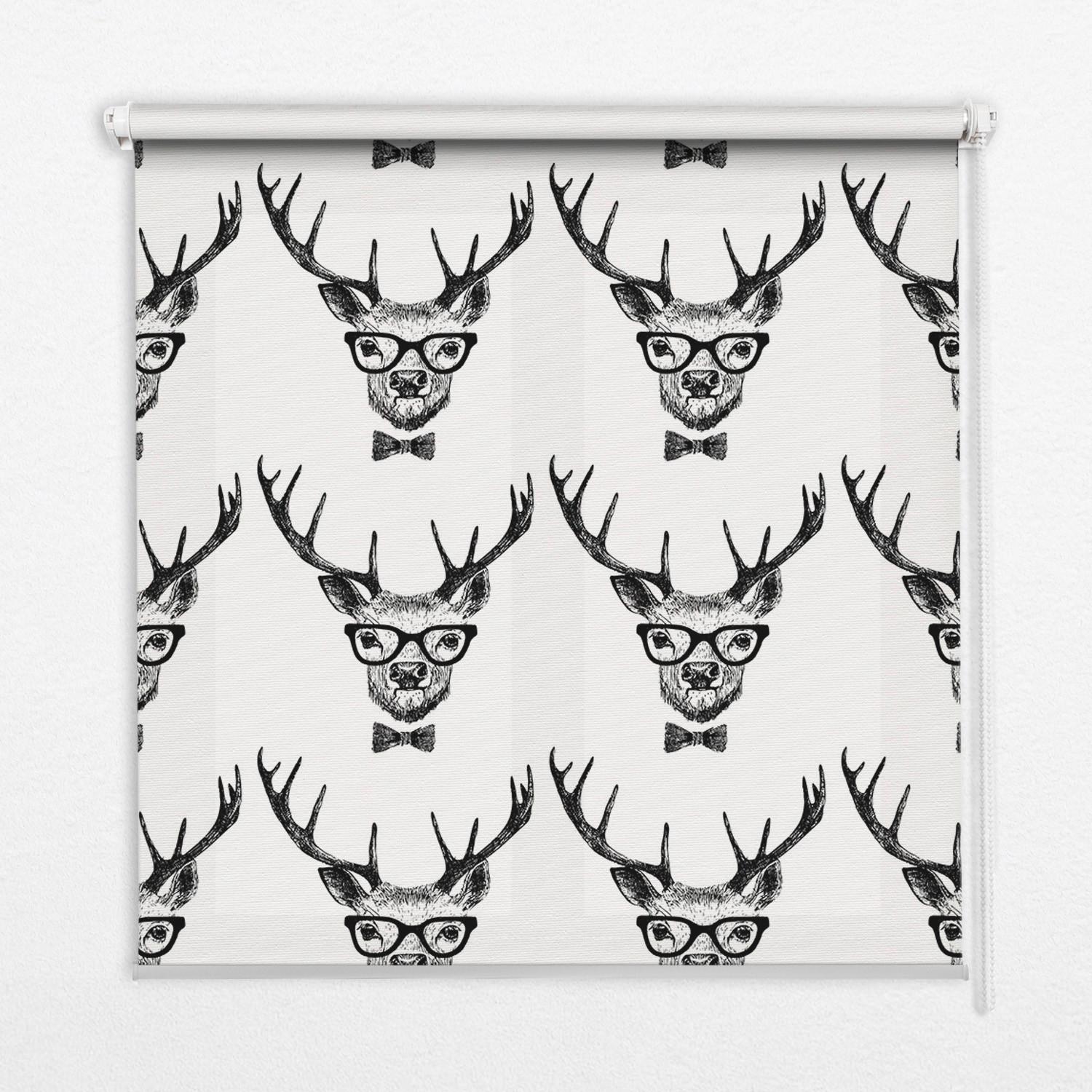 INNENROLLO - Fensterrollo - Rollo - 80x140 cm - Rentier mit Brille - Grau, Kunststoff (80/140/0.5cm) - TULUP