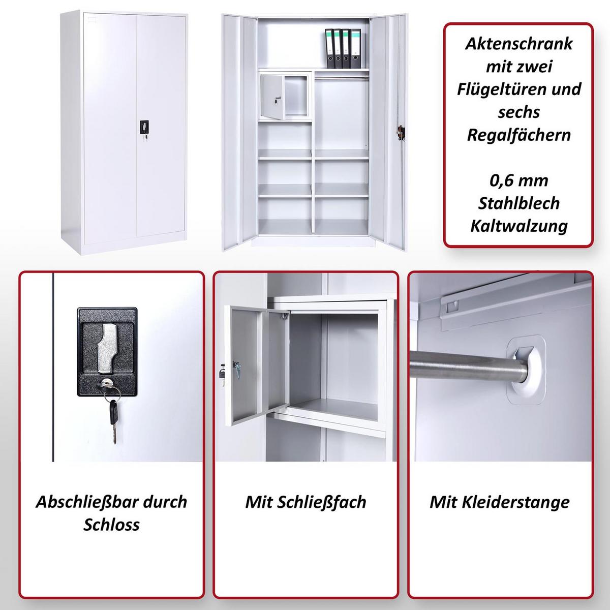 AKTENSCHRANK Grau - Grau, Metall (90/185/45cm) - MCW