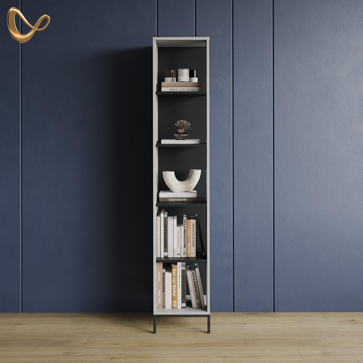 BÜCHERREGAL Aterno Grau mit 5 Fächern - Grau, Holzwerkstoff (36/188/36cm) - Livinity®