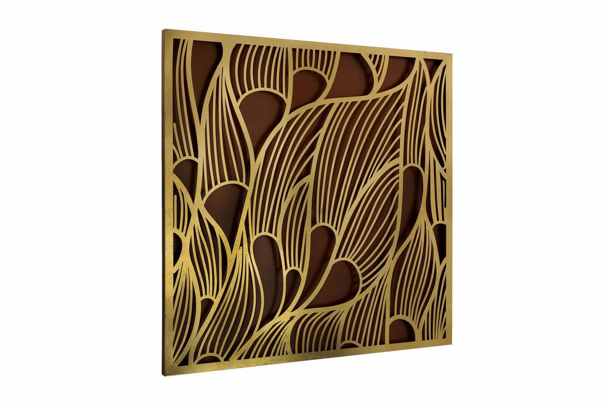 METALLBILD Gold 80/80 cm - Goldfarben/Schwarz, Metall (5.2/80cm) - KUNSTLOFT