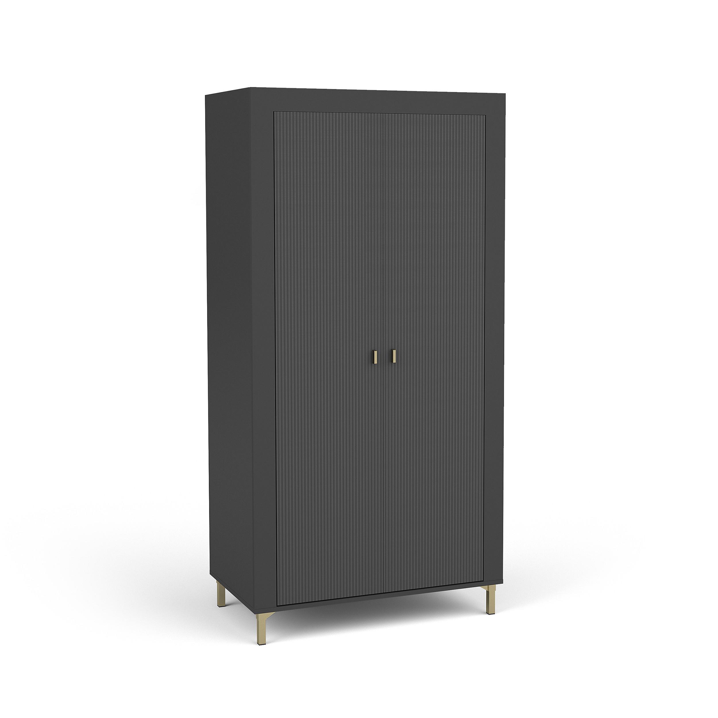 DREHTÜRENSCHRANK Monta mit 2 Türen, Schwarz - Schwarz, Holzwerkstoff (97/194/56cm) - Beautysofa