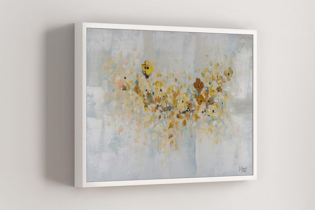 ACRYLBILD HANDGEMALT 90/60 cm - Blau/Gelb, Holz/Textil (90/60cm) - KUNSTLOFT