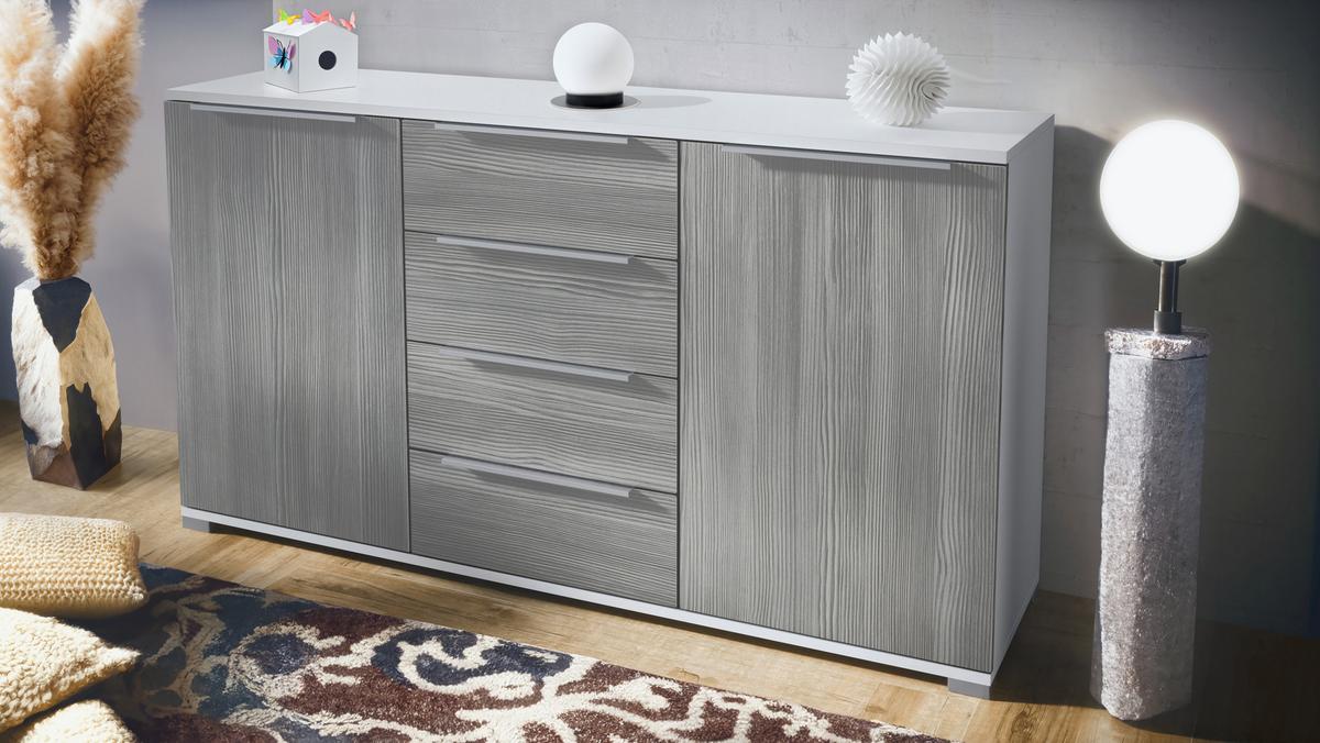 SIDEBOARD Linio Avola-Anthrazit - Silbereichenfarben, Holzwerkstoff (138.5/75.5/35cm) - Vladon