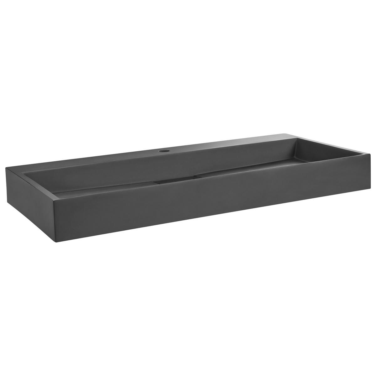 HÄNGEWASCHBECKEN Schwarz 100/46 cm Mineralguss Quenko - Schwarz, Naturmaterialen (100/12/46cm) - Beliani