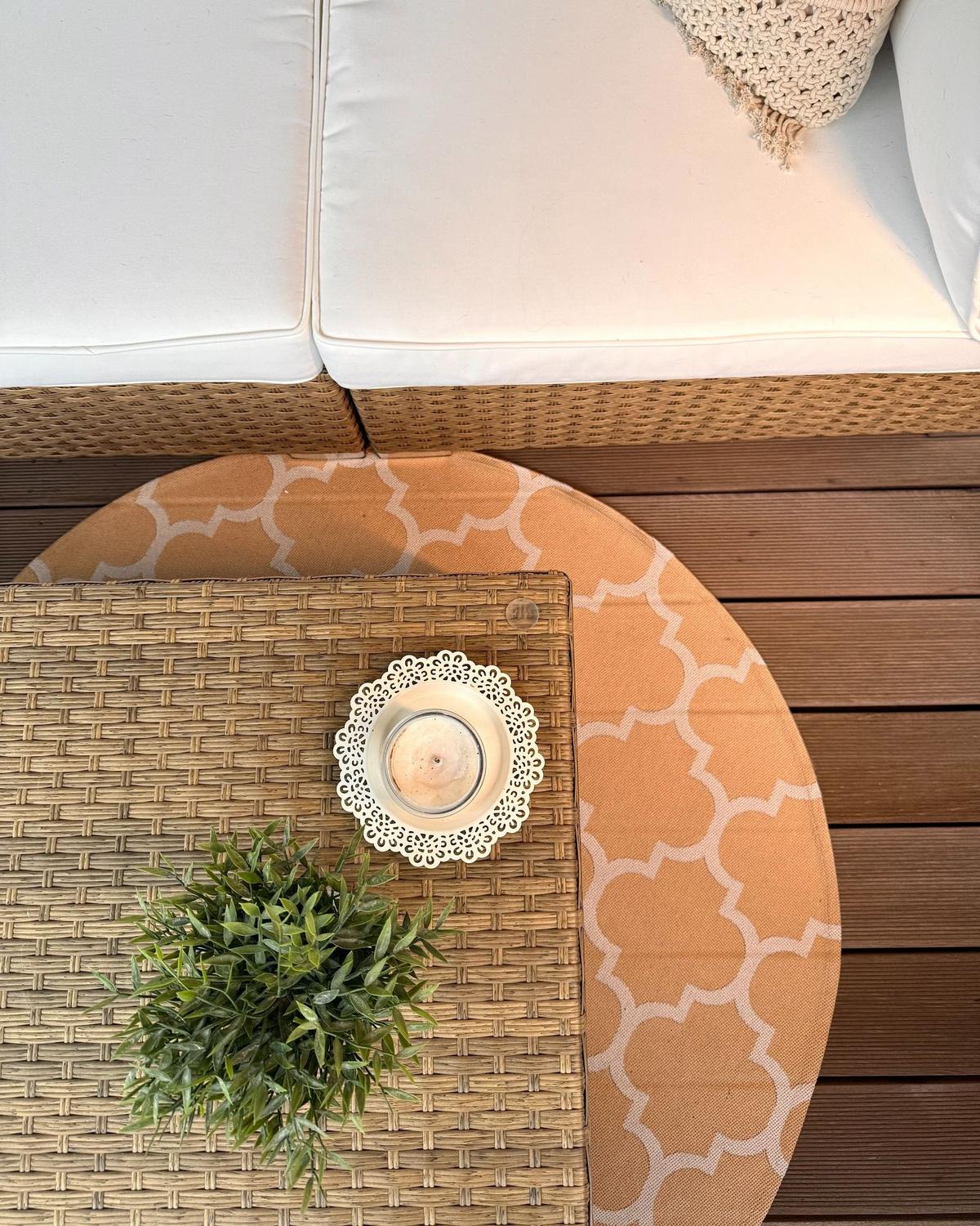 OUTDOORTEPPICH Beige 120 cm Mosore - Beige/Weiß, Kunststoff (120/120cm) - Beliani