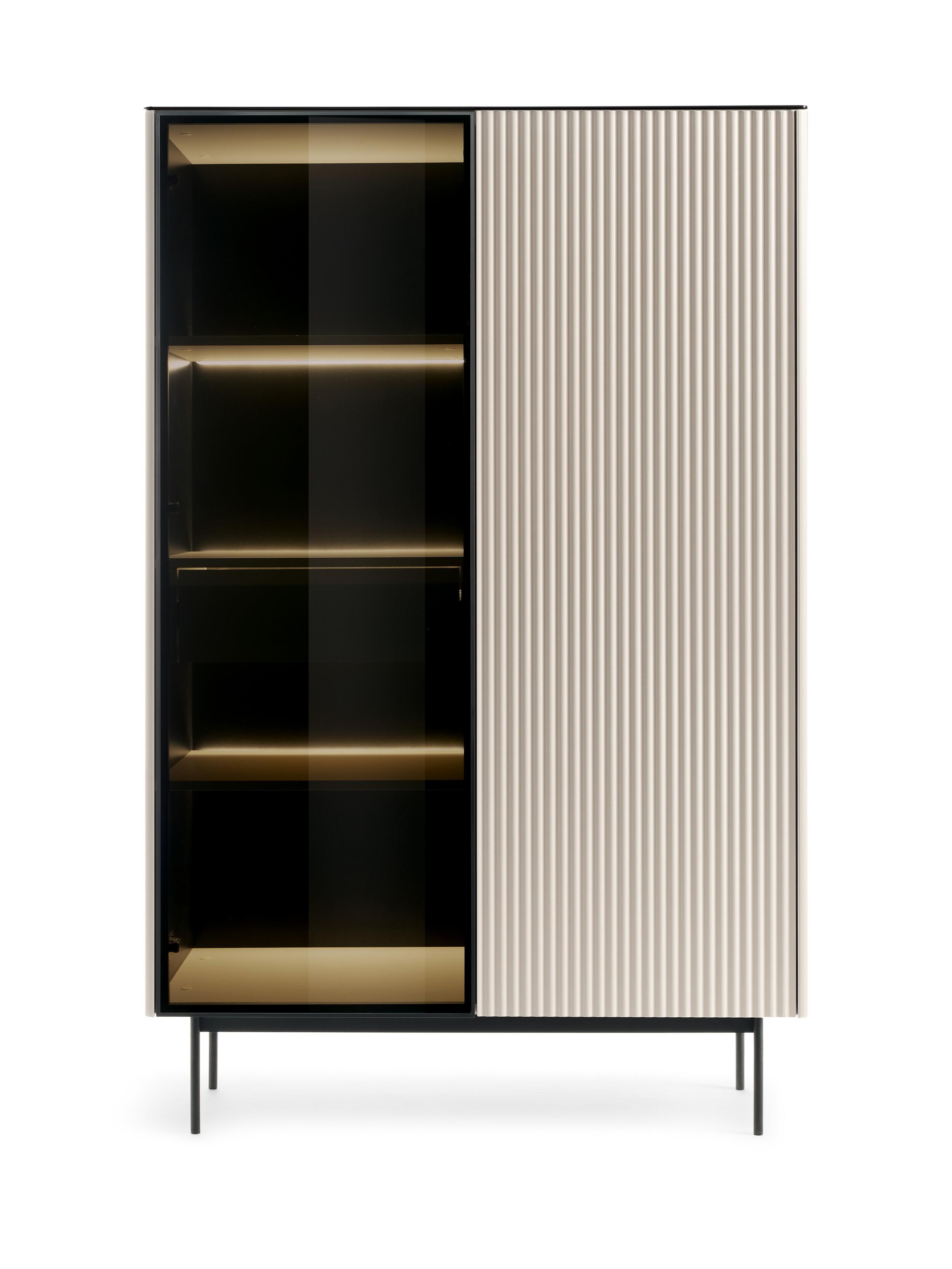 VITRINE VELLUTO 146,6 / 107,1 cm in Kaschmir - Kaschmir, Holzwerkstoff (107.1/146.6/39cm) - MASSENO