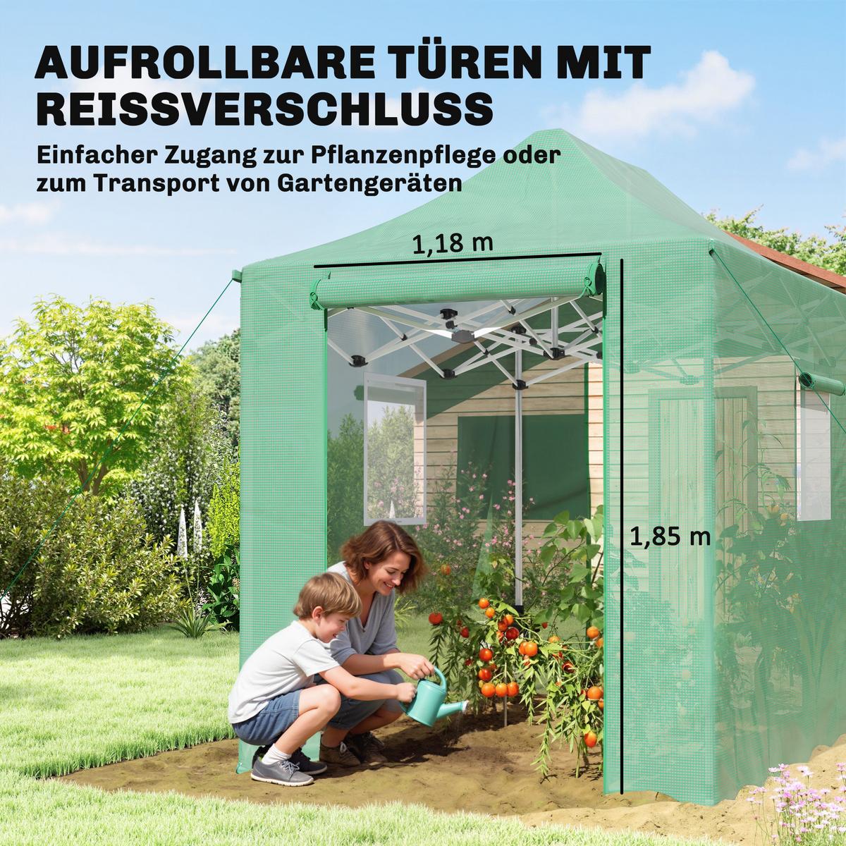 POP-UP-GEWÄCHSHAUS PE Metall Grün - Grün, Kunststoff (200/270/295cm) - Outsunny