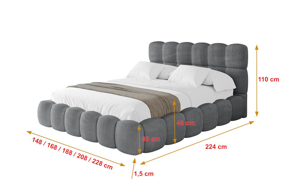 POLSTERBETT mit Bettkasten und Lattenrost, Boxbett ohne Matratze - LEYA 160x200 Dunkelgrau - Anthrazit, Holzwerkstoff/Textil (160/200cm) - ALTDECOR