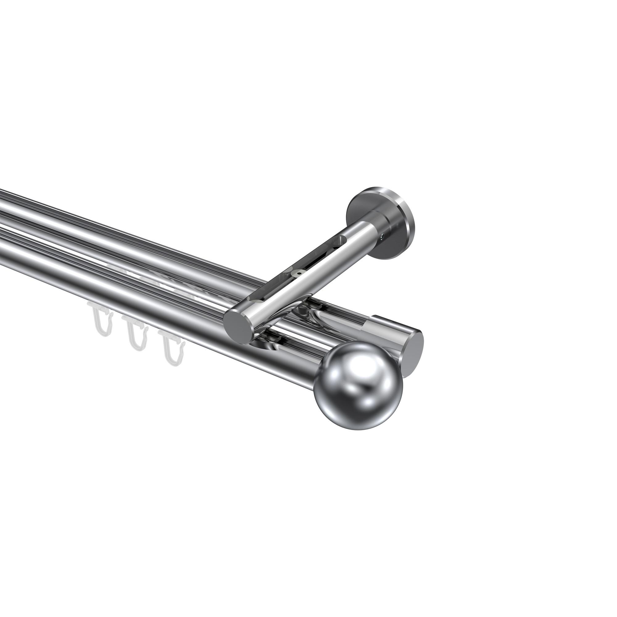 GARDINENSTANGE INNENLAUF Siteno Luino 260 cm (geteilt in 2 x 130 cm), 2-läufig, 20 mm Ø Chrom - Chromfarben, Metall (260cm) - INTERDECO