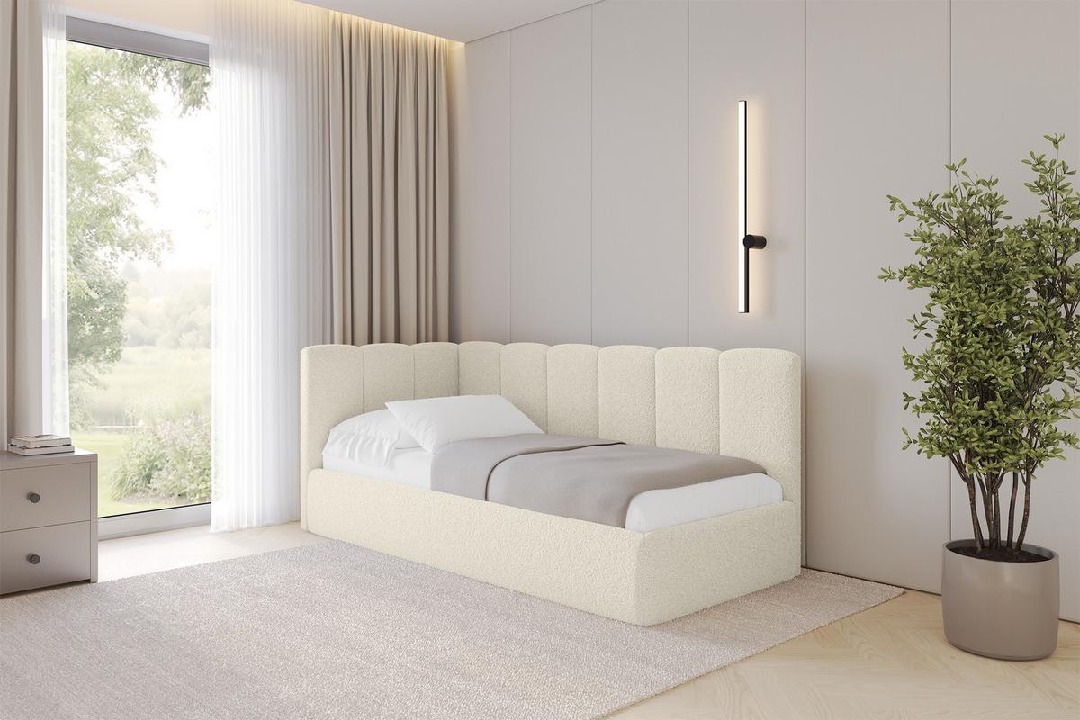 EINZELLBETT Jugendbett mit Bettkasten, Rechts - DEXY 80x200 Beige - Perlmutt, Holzwerkstoff/Textil (80/200cm) - ALTDECOR