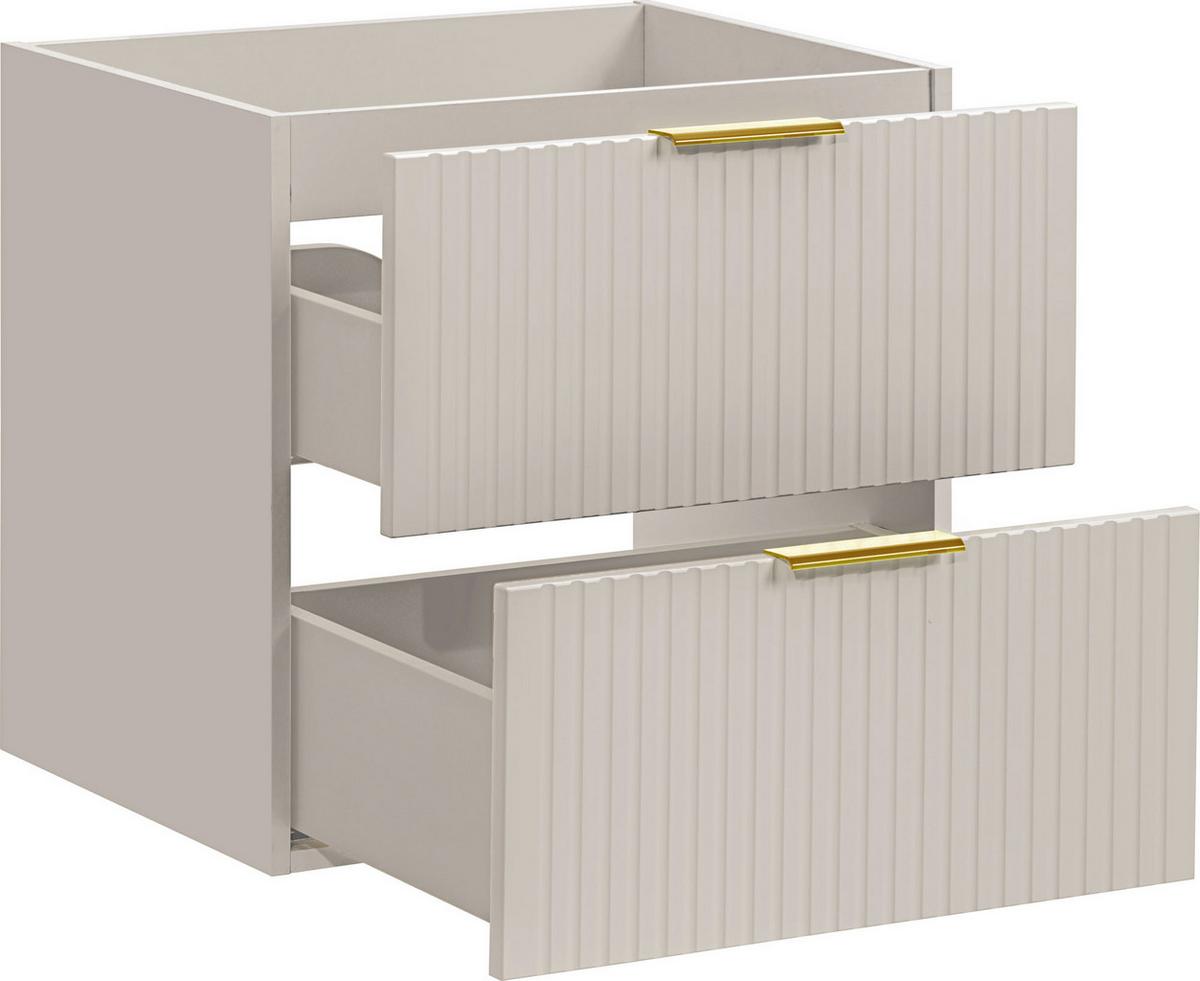WASCHBECKENUNTERSCHRANK Niva hängend mit Rillenfronten in Matt Kaschmir, 60/57/46 cm - Kaschmir/Beige, Holzwerkstoff/Kunststoff (60/57/46cm) - WFL GROUP