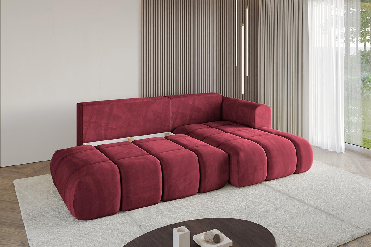 ECKSOFA Ottomane Rechts CLOUD-L 280x185x90 Bordeaux Velours - Bordeaux, Holzwerkstoff/Kunststoff (185/280cm) - ALTDECOR