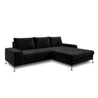 ECKSOFA L Form Artemia Schwarz Samt 275/192/81 cm – modernes Sofa fürs Wohnzimmer R - Silberfarben/Schwarz, Textil/Metall (275/192cm) - AX Living