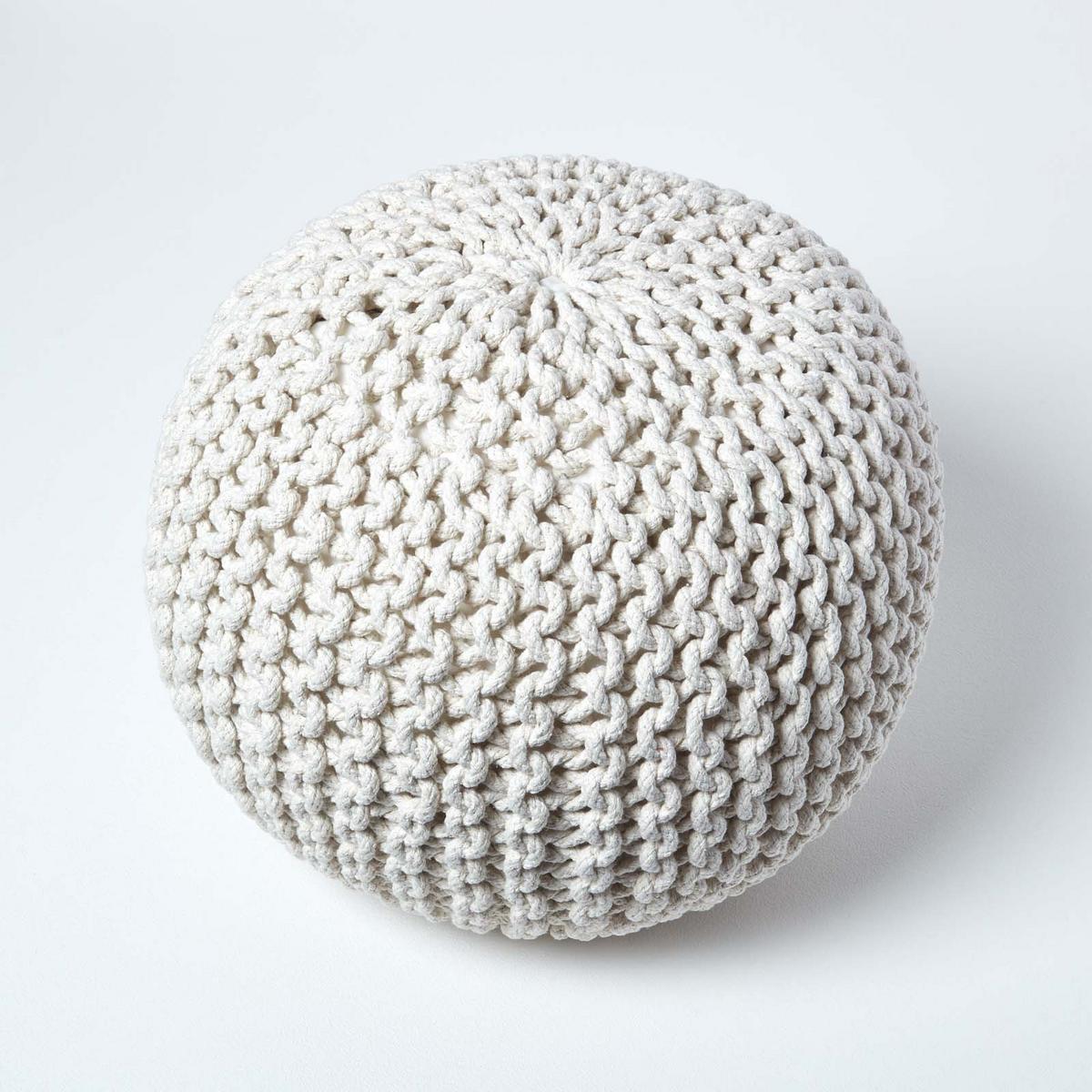 STRICK-POUF natur, 40/40/35 cm - Naturfarben, Textil (40/35/40cm) - Homescapes