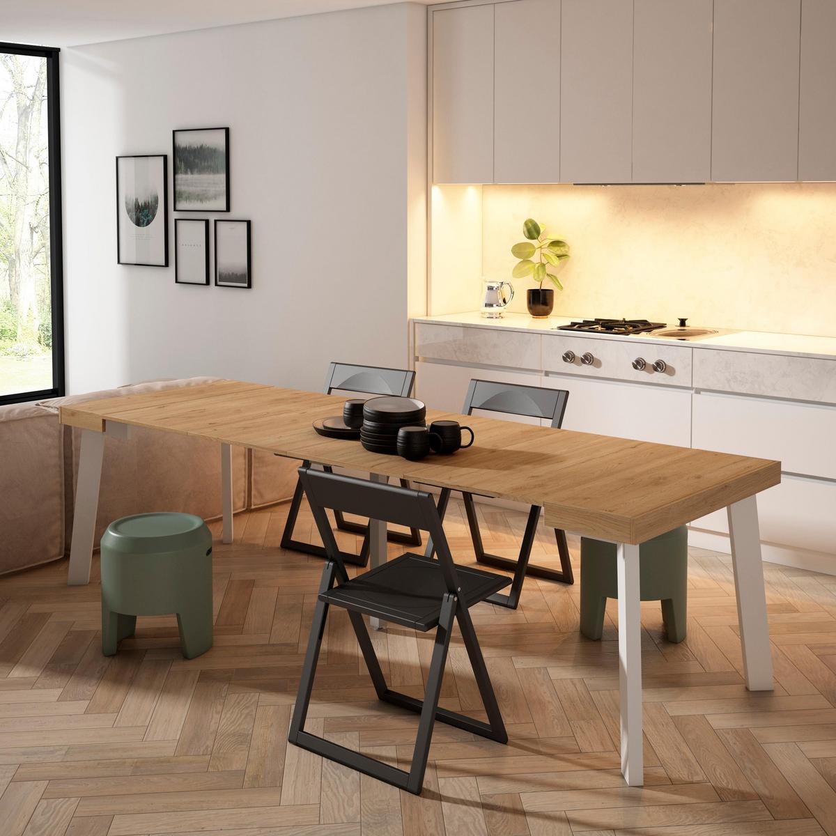 ESSTISCH ausziehbar 58 bis 262cm, für 12 Gäste, eiche, 58/90/73cm - Eichefarben, Holzwerkstoff (90/262/73cm) - Skraut Home
