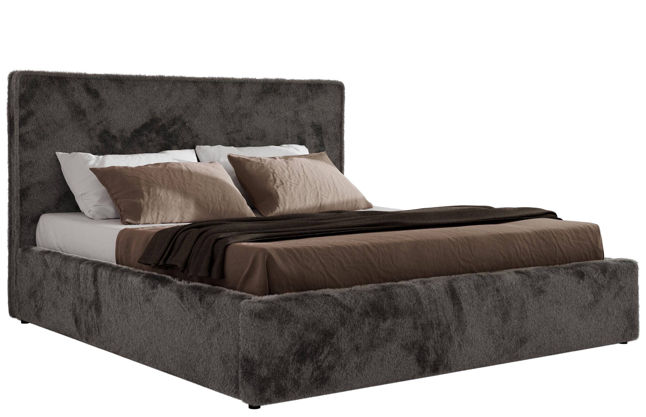 POLSTERBETT CORIVO CLASSIC 140/200 - Dunkelgrau Plüsch - Schaum-Matratze - Dunkelgrau, Textil (140/200cm) - MKS