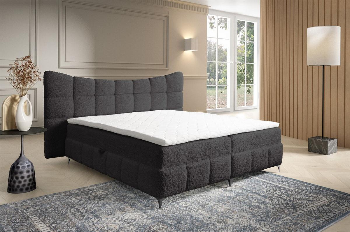 BOXBETT Nova In Rolf - Anthrazit, Holzwerkstoff/Textil (140/200cm) - Fun Möbel