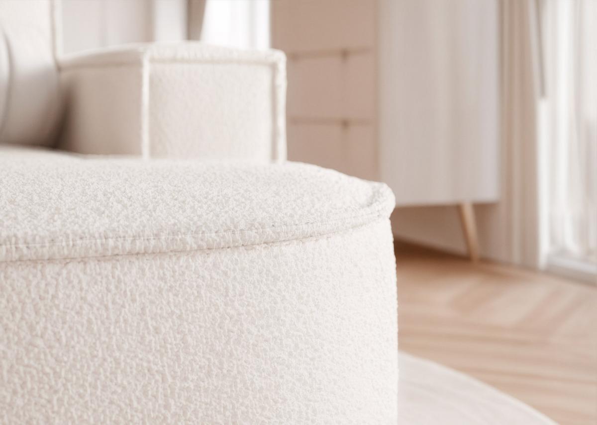 ECKSOFA SOFIA Bouclé-Stoff in Weiß - Weiß, Holzwerkstoff/Kunststoff (210/157cm) - Idohome