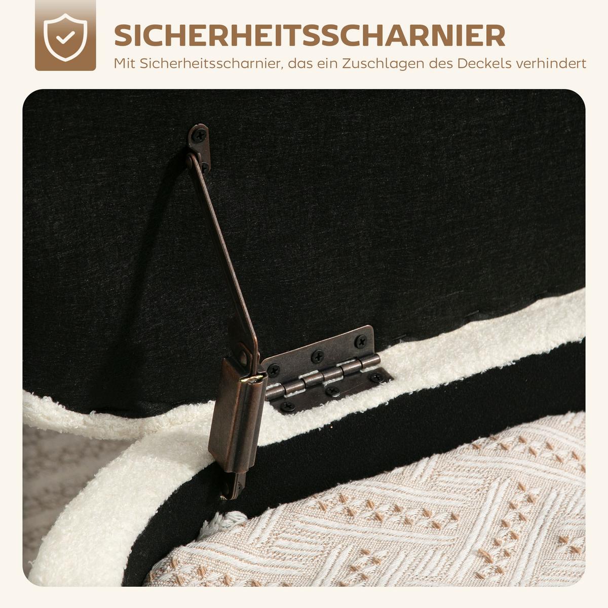 TRUHENBANK Fleece-Optik Creme - Creme/Schwarz, Textil (40/48/114.5cm) - HOMCOM