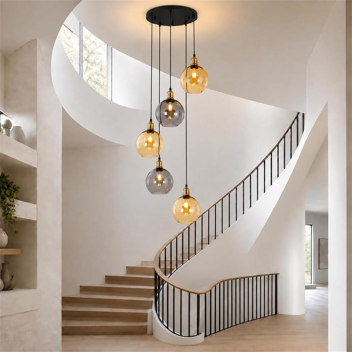 PENDELLEUCHTE Glyveth 54.5/20/156 cm - Multicolor/Schwarz, Glas/Metall (54.5/20/156cm) - ZMH