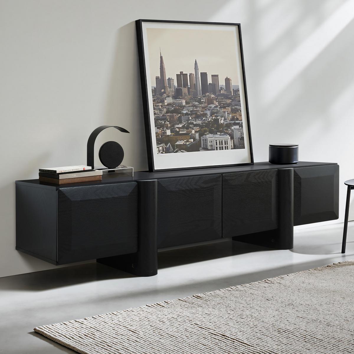 TV-SCHRANK Modern, Schwarz - Breites Lowboard mit 4 Einzel-Schubladen & doppeltem Staufach, MDF TV Board | 160x40x40 cm - Schwarz, Holz (160/40/40cm) - Hometopia