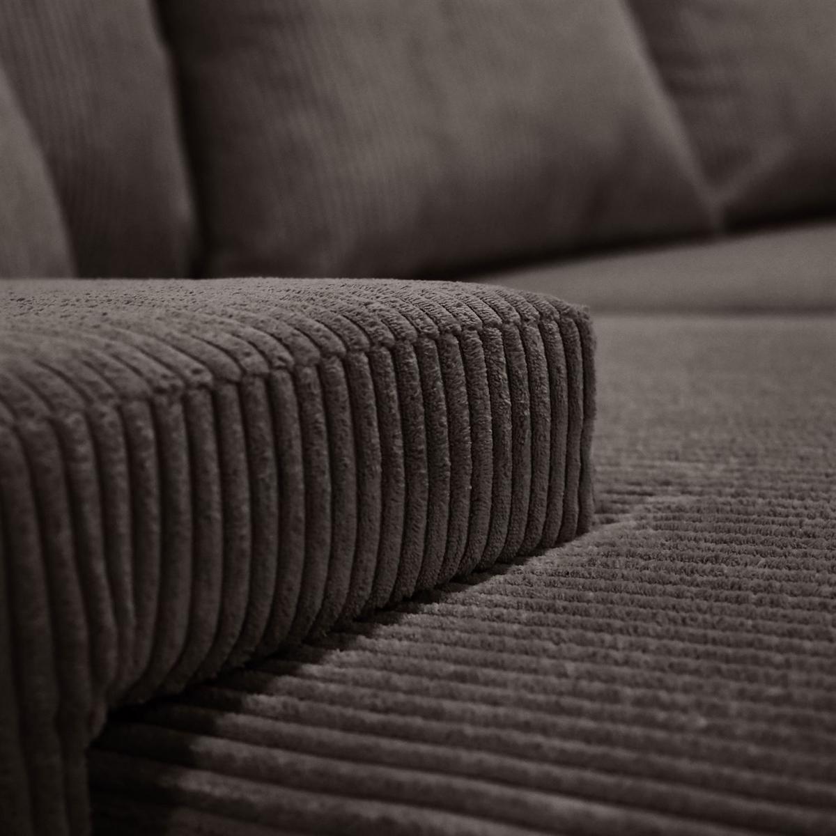 ECKSOFA LAVIO L mit Schlaffunktion und Bettzeugkasten Rechte - Graubraun, Textil (246/188cm) - Lookway