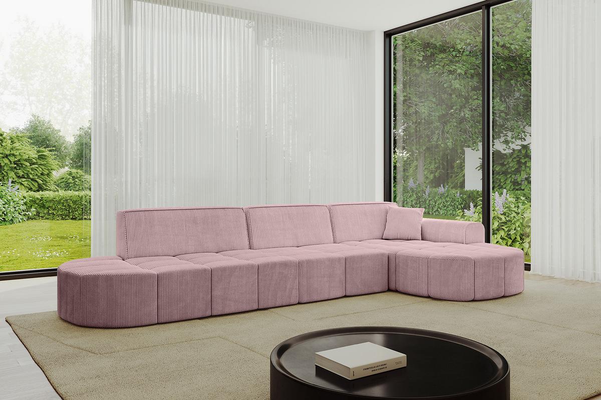 ECKSOFA Ottomane Rechts LIVO-L2 - 337x173x79,5 cm Rosa - Rosa, Holzwerkstoff/Textil (337/173cm) - ALTDECOR