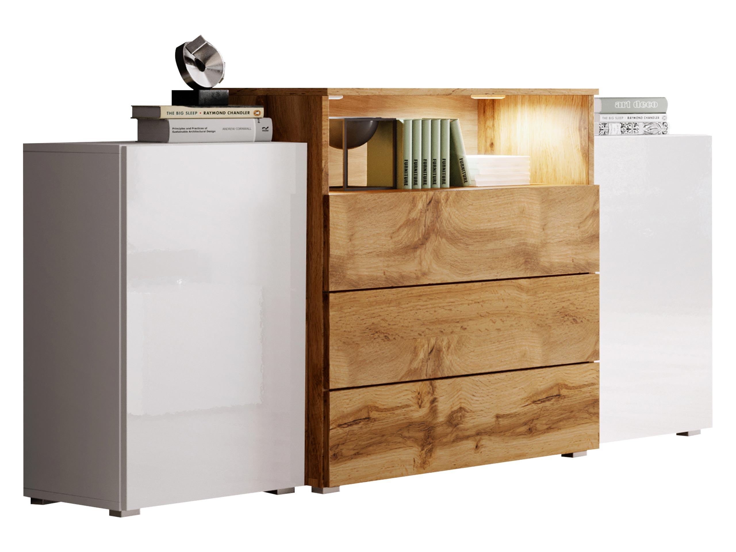 SIDEBOARD Urban III - Eiche Wotan/Alufarben, Holzwerkstoff/Kunststoff (150/81/39cm) - MIRJAN24