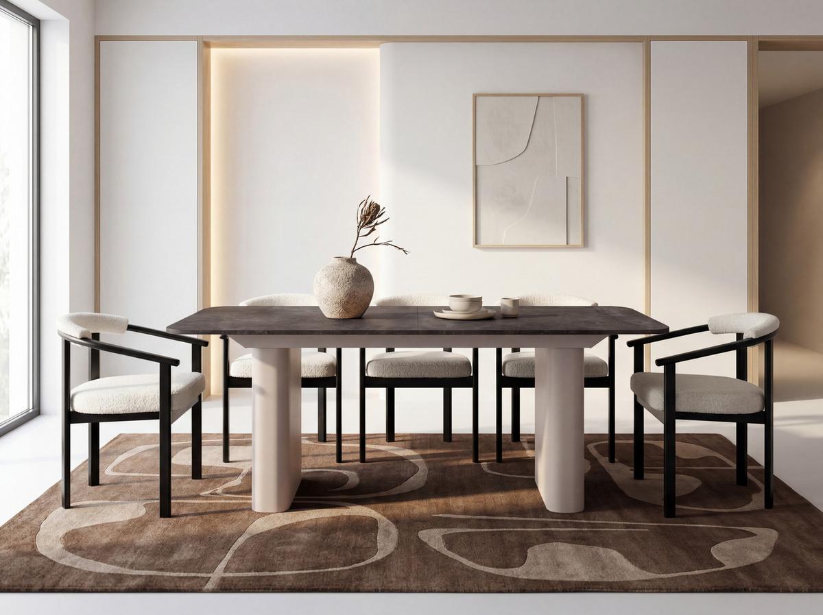ESSTISCH Riven rechteckig ausziehbar verlängerbar mit Butterfly-Auszug, Beton Dunkelgrau 180-276/90/76 cm - Kaschmir/Dunkelgrau, Holzwerkstoff/Metall (90/276/76cm) - WFL GROUP