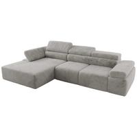ECKSOFA RILASSO L Hellgrau Plüsch - links - Hellgrau/Schwarz, Kunststoff/Textil (296/174cm) - MKS