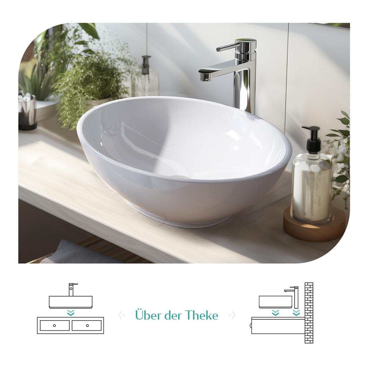 WASCHBECKEN mit pflegeleichter Oberfläche Weiß 61,5 / 36 / 15,5 cm - Weiß, Keramik (36/15.5/61.5cm) - EMKE