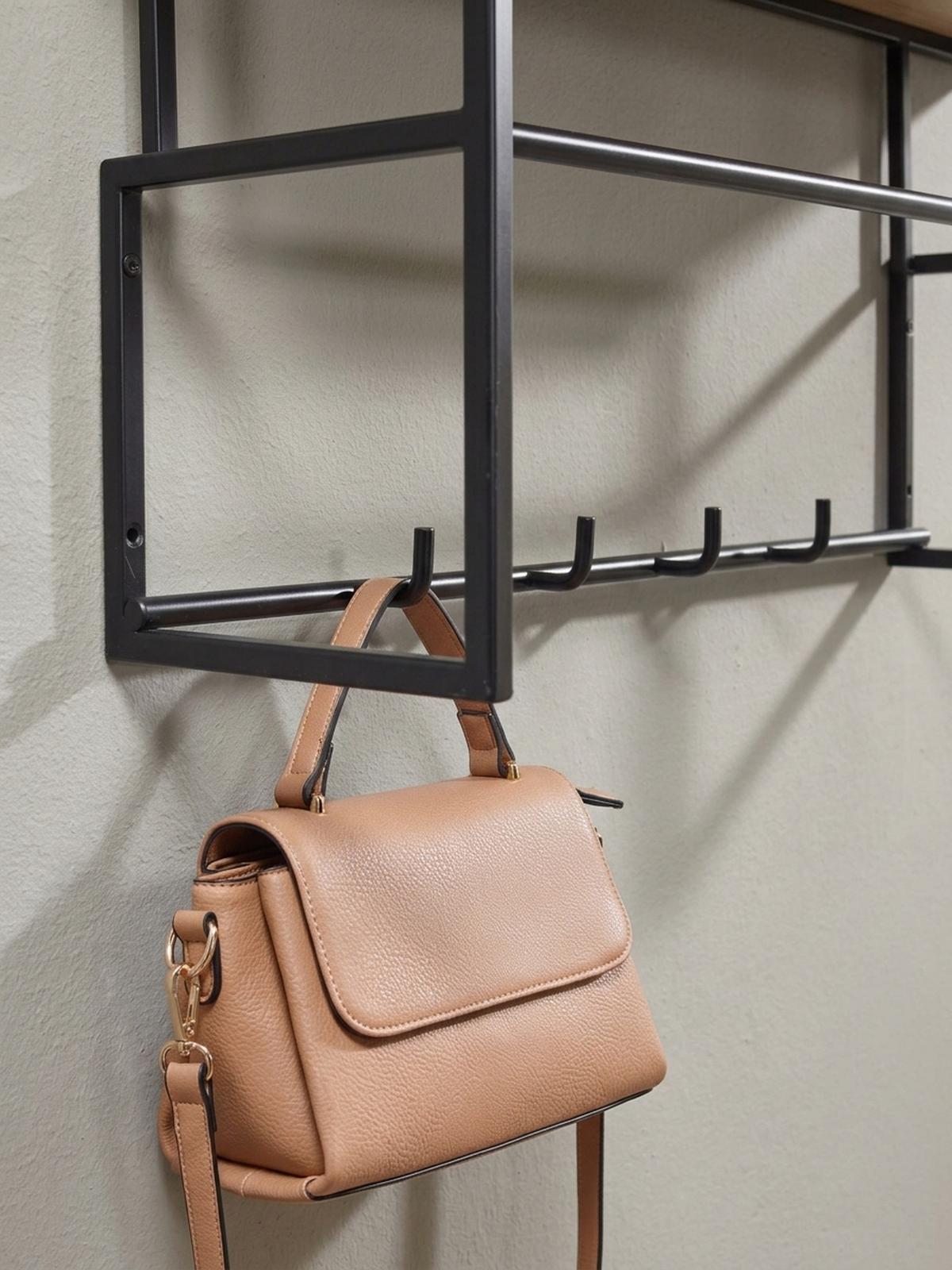 WANDGARDEROBE Mango Massivholz Metall Modern für Eingangsbereich - Braun, Holz/Metall (71/29/20cm) - KADIMA DESIGN