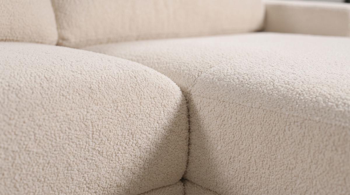 ECKSOFA MARLIN Beige Bouclé - Beige/Schwarz, Kunststoff/Textil (262/168cm) - KAWOLA