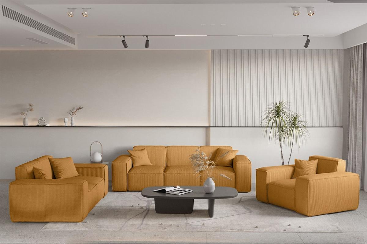 SESSEL Celes Premium Stoff Scala - Currygelb, Holzwerkstoff/Textil (121/73/88cm) - Fun Möbel