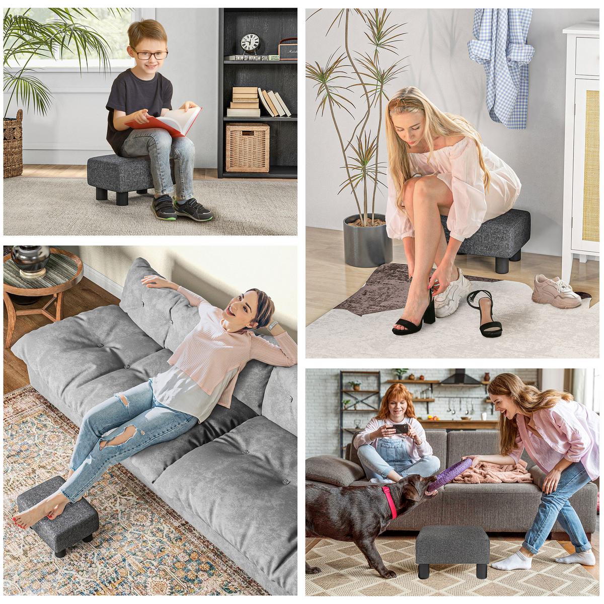 SITZHOCKER Hocker mit Leinenoptik, Dunkelgrau - Dunkelgrau, Kunststoff (30/24/40cm) - HOMCOM