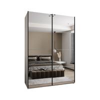 SCHWEBETÜRENSCHRANK 245,5/180/64 2-türig - Schwarz/Weiß, Holz/Metall (180/245/64cm) - Abiks Möbel