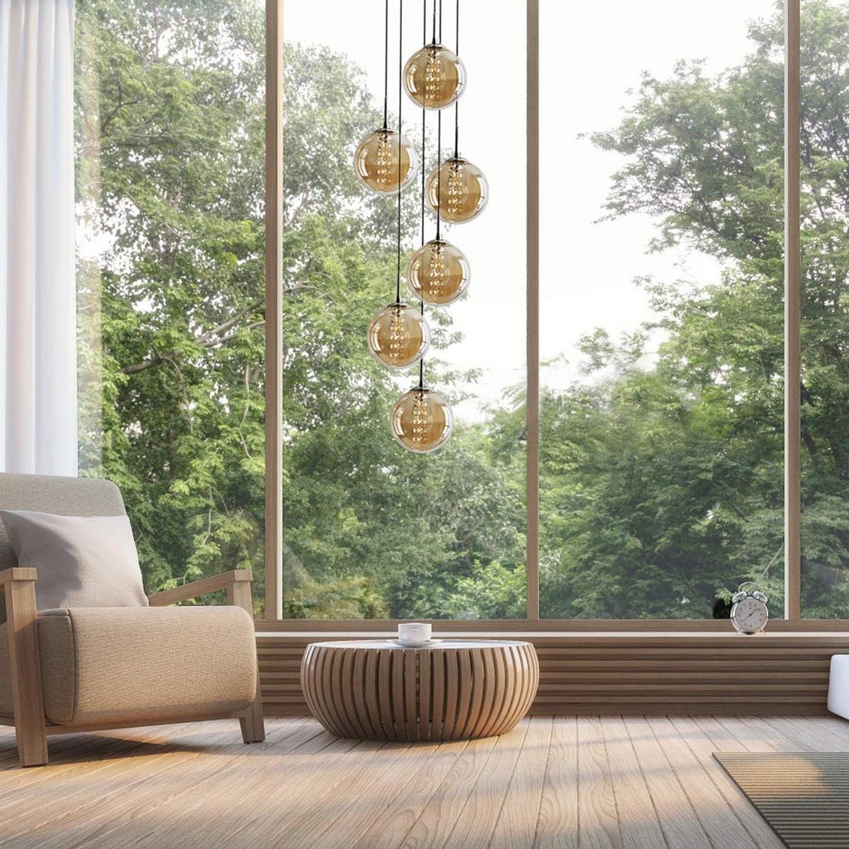 PENDELLEUCHTE Energie 6-flammig 31/31/150 cm - Bernsteinfarben, Glas (31/31/150cm) - Nettlife