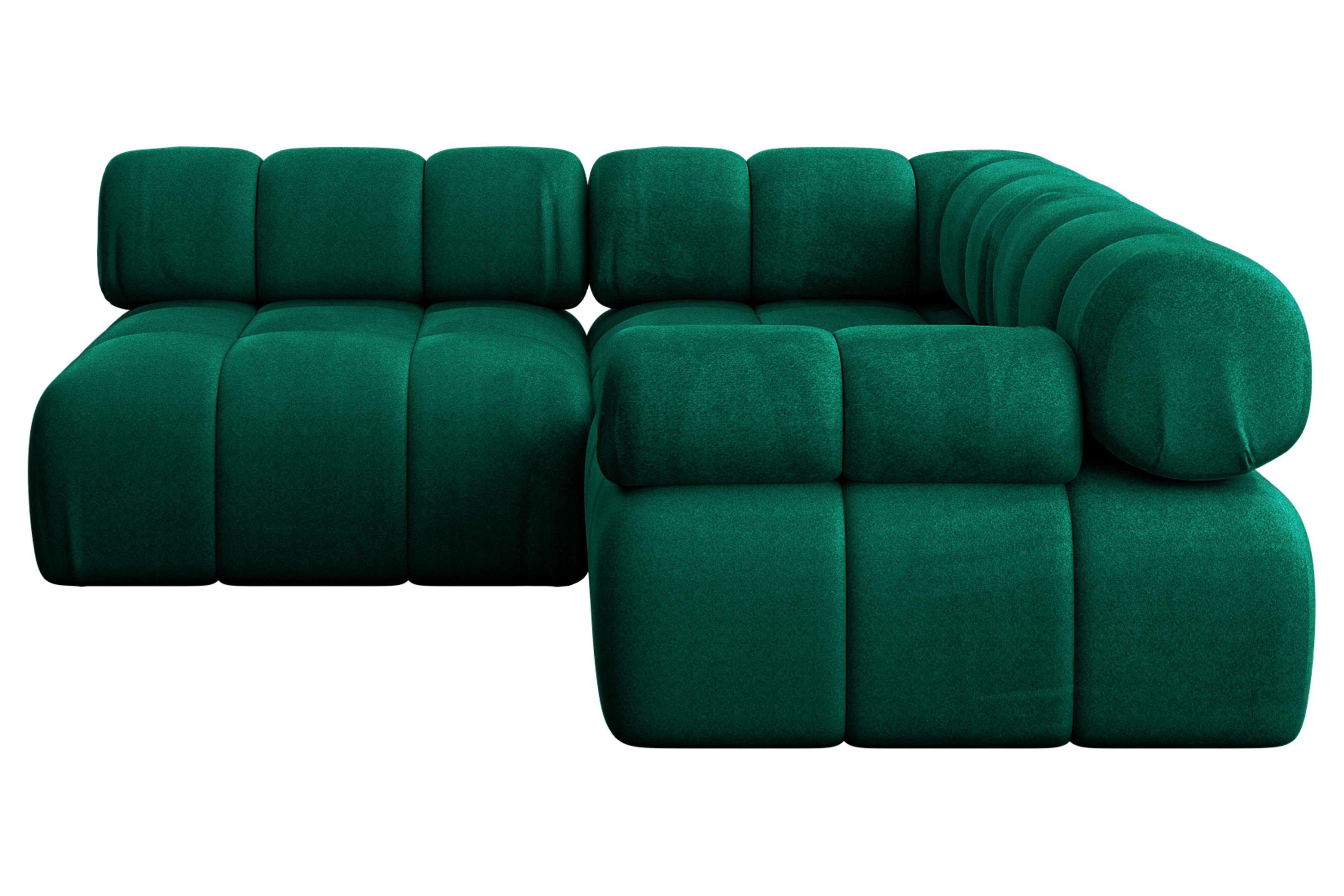 ECKSOFA modulares Sofa Mende-L1 - 190x190x70 cm Dunkelgrün Velours - Dunkelgrün, Holzwerkstoff/Textil (190/190cm) - ALTDECOR