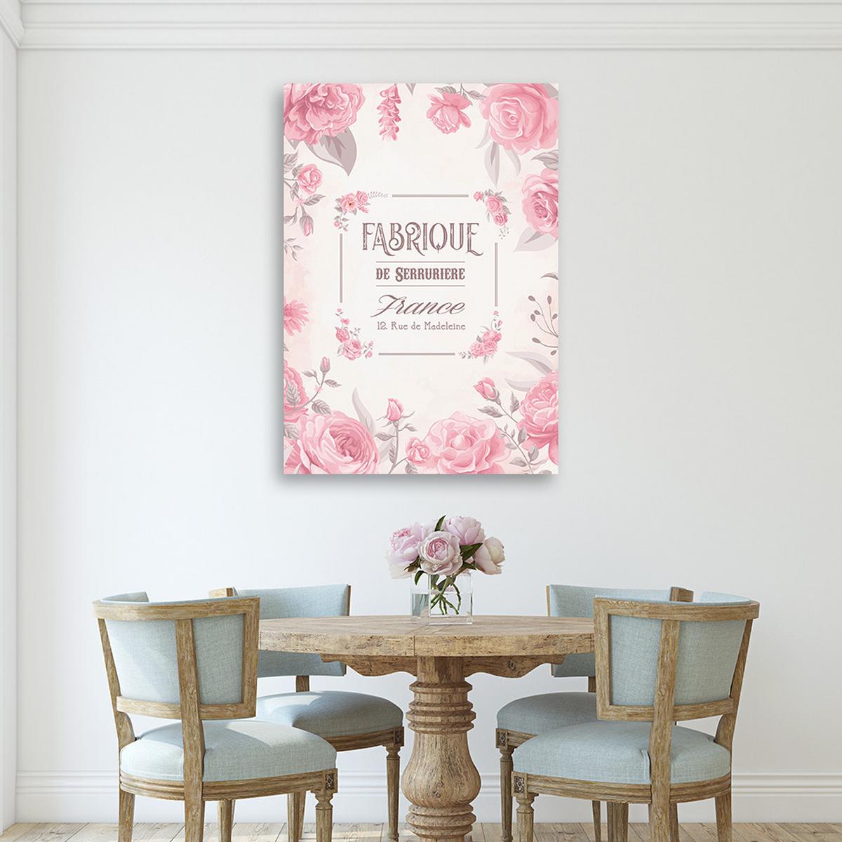 WANDBILD blumen im vintage stil - Pink, Textil (40/60cm) - Feeby