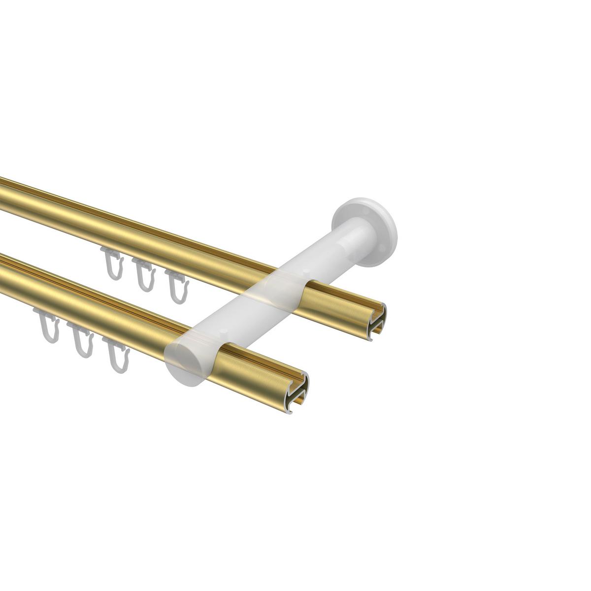 GARDINENSTANGE INNENLAUF Platon Tanara 160 cm, 2-läufig, 20 mm Ø Messing-Optik - Messingfarben/Goldfarben, Metall (160cm) - INTERDECO
