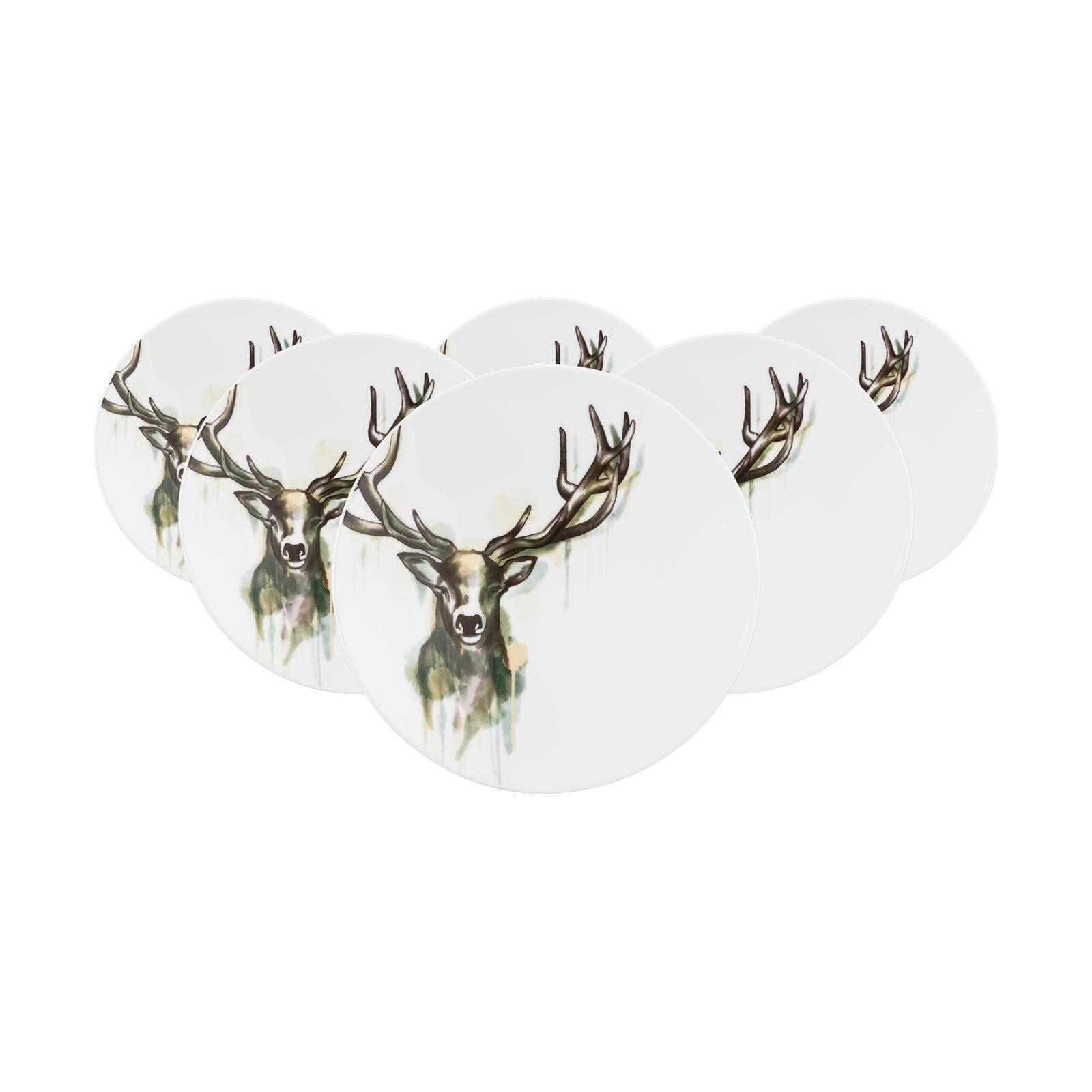 FRÜHSTÜCKSTELLER Life Nature Hirsch weiß-braun ø 22,5 cm 6er Set - Weiß/Braun, Keramik (22.5cm) - Seltmann Weiden