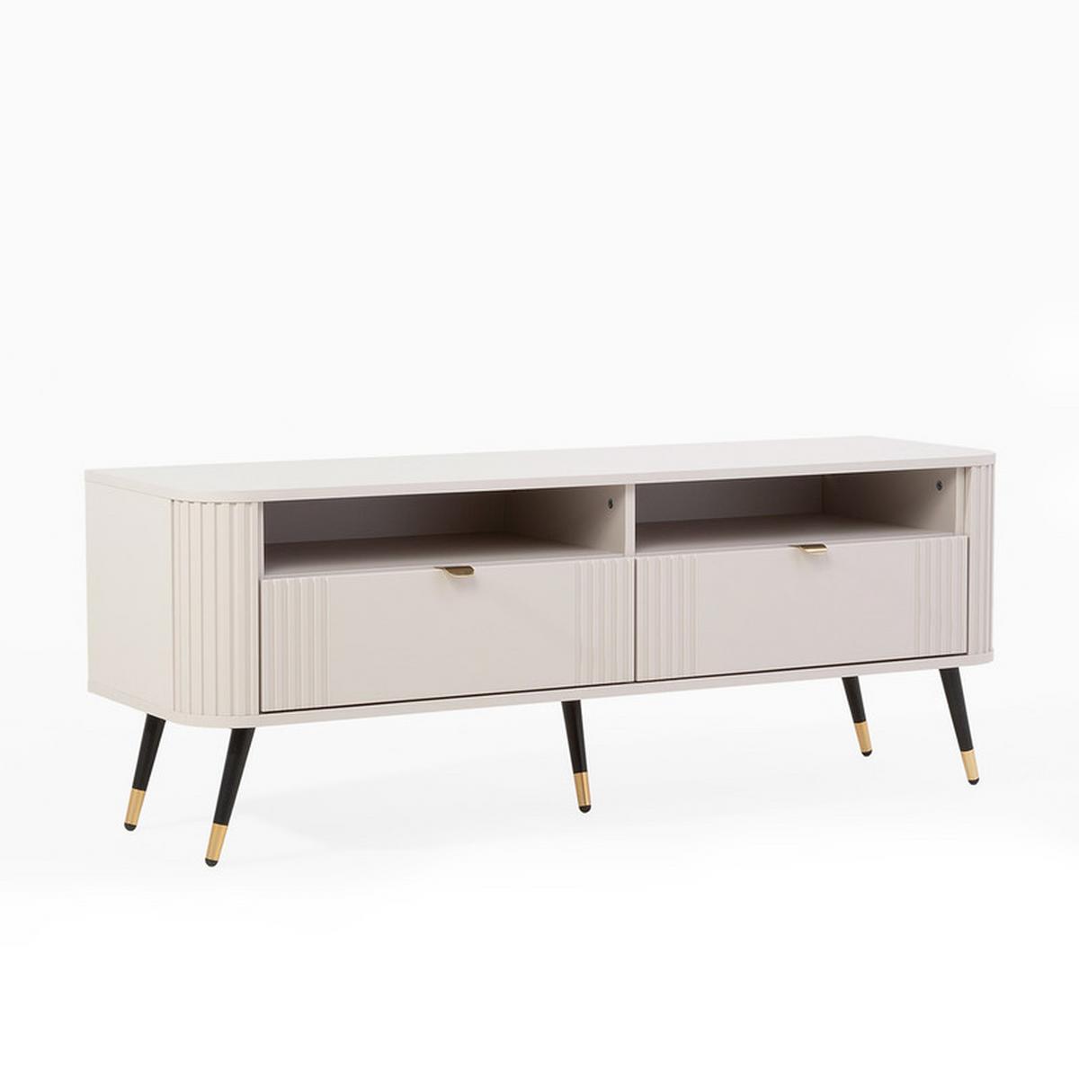 TV-SCHRANK AURA auf Füßen mit geriffelter Front - Beige, Holzwerkstoff (138/53/40cm) - Idohome