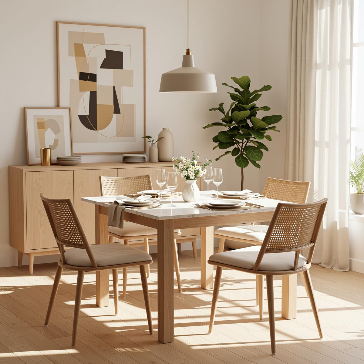 ESSZIMMERSTUHL 2er-Set PU-Sitz, Rattan-Rückenlehne, Beige - Sonoma Eiche, Naturmaterialien/Textil (50/80/56cm) - Urban Meuble