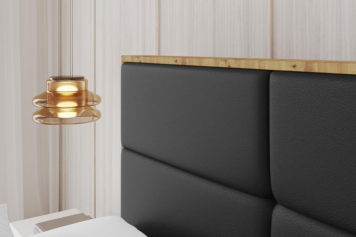 POLSTERBETT mit Bettkasten, Fußteil und Lattenrost, Boxbett ohne Matratze - ENZO1-Z 180x200 Schwarz Kunstleder - Schwarz Hochglanz, Holzwerkstoff/Textil (180/200cm) - ALTDECOR