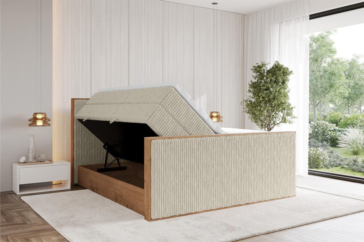BOXSPRINGBETT LOLLI9 -Z-KING 120x200 - H3/H4 Creme - Beige, Holzwerkstoff (120/200cm) - ALTDECOR