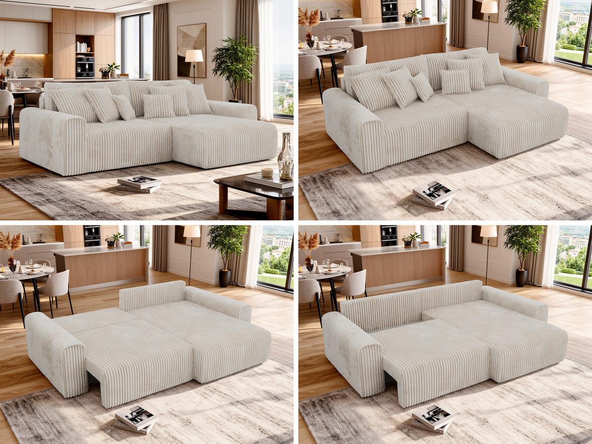 ECKSOFA ELARA L Beige Cord - Beige/Schwarz, Kunststoff/Textil (278/192cm) - MKS